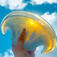 Murano Opalescent Blue Amber Shell Clam Glass Bowl Mid Century