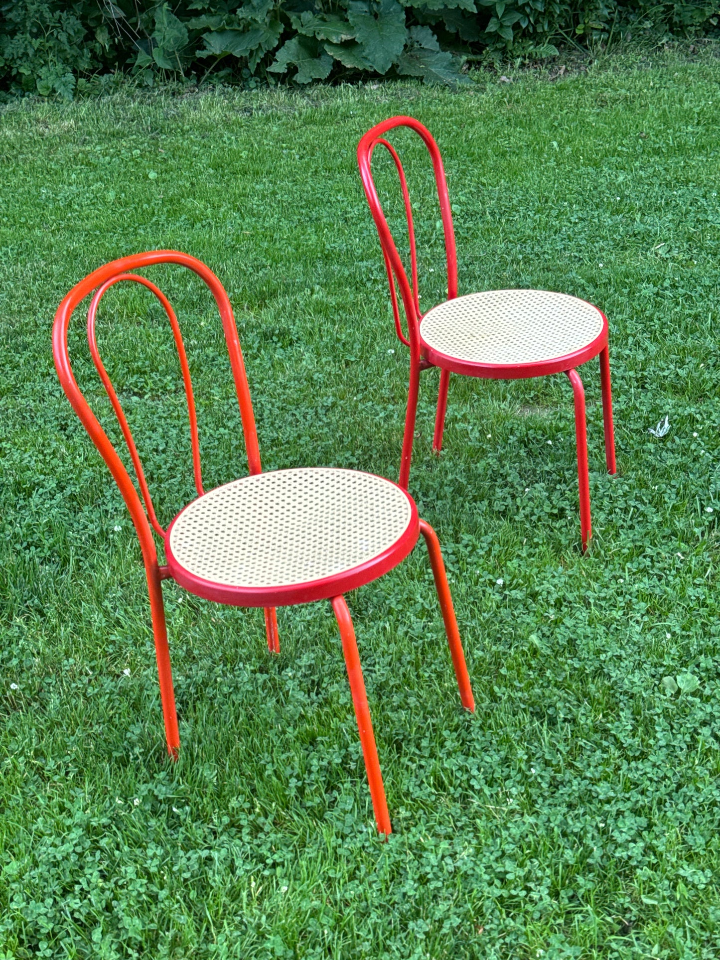 Pair of Italian Red Bistro Chairs, 1990s