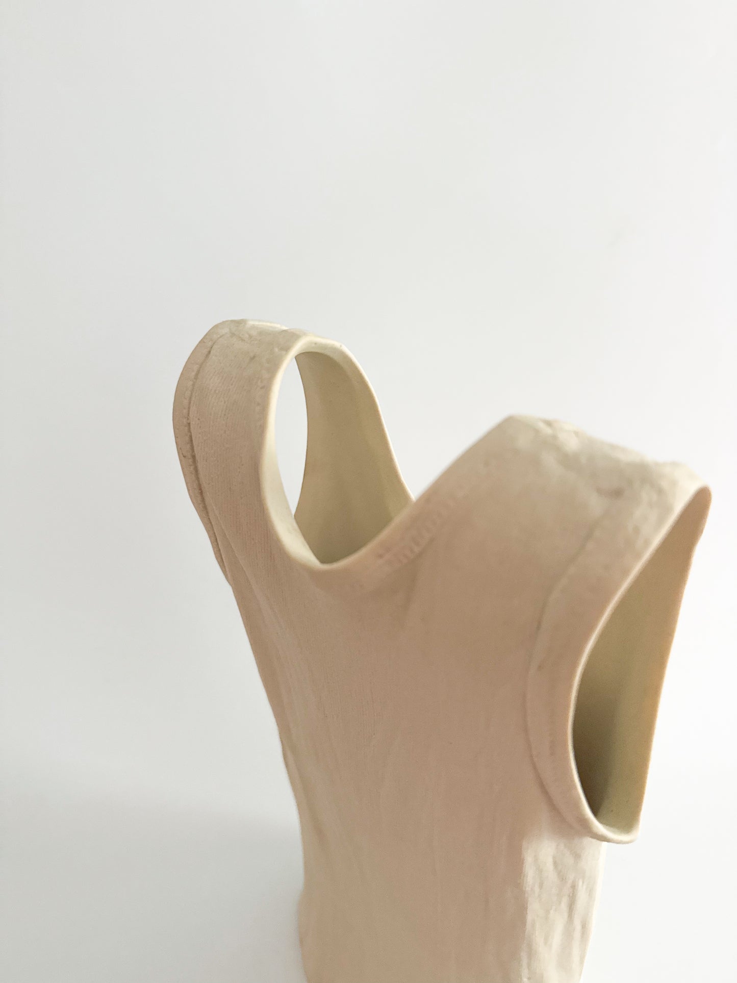 Large Michel Harvey Ceramic Tank Top Vase – Sculptural Quebec Art Pottery Canada