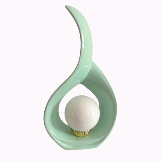 Sculptural Teardrop Table Lamp – Mint Green – Rare 1980s Art Deco Lighting