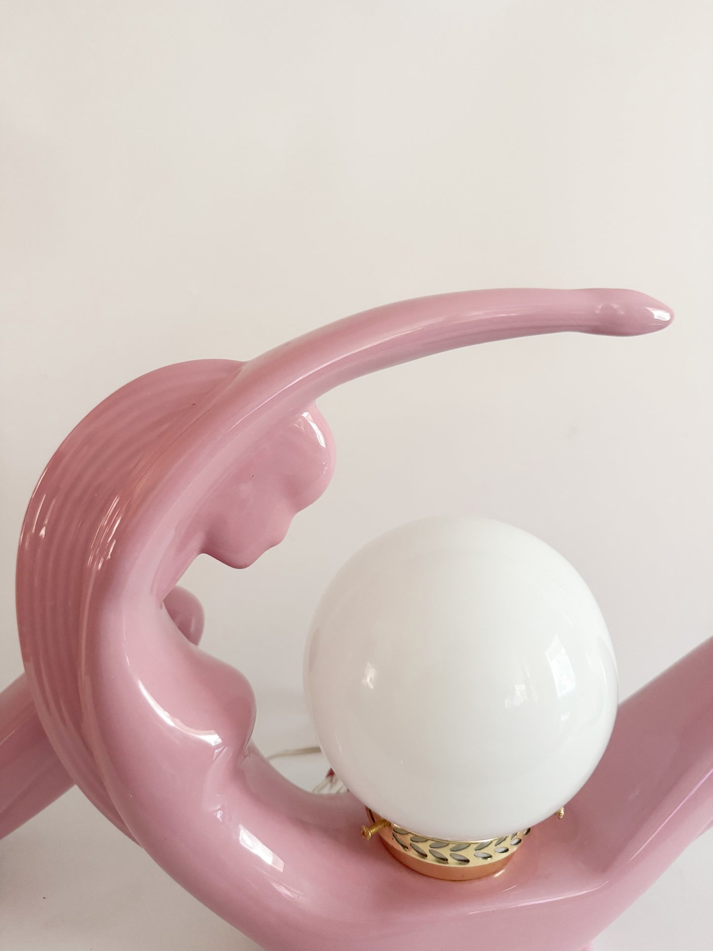Art Deco Lady Lamps – Pink Ceramic Pair – 1980s Sculptural Lighting