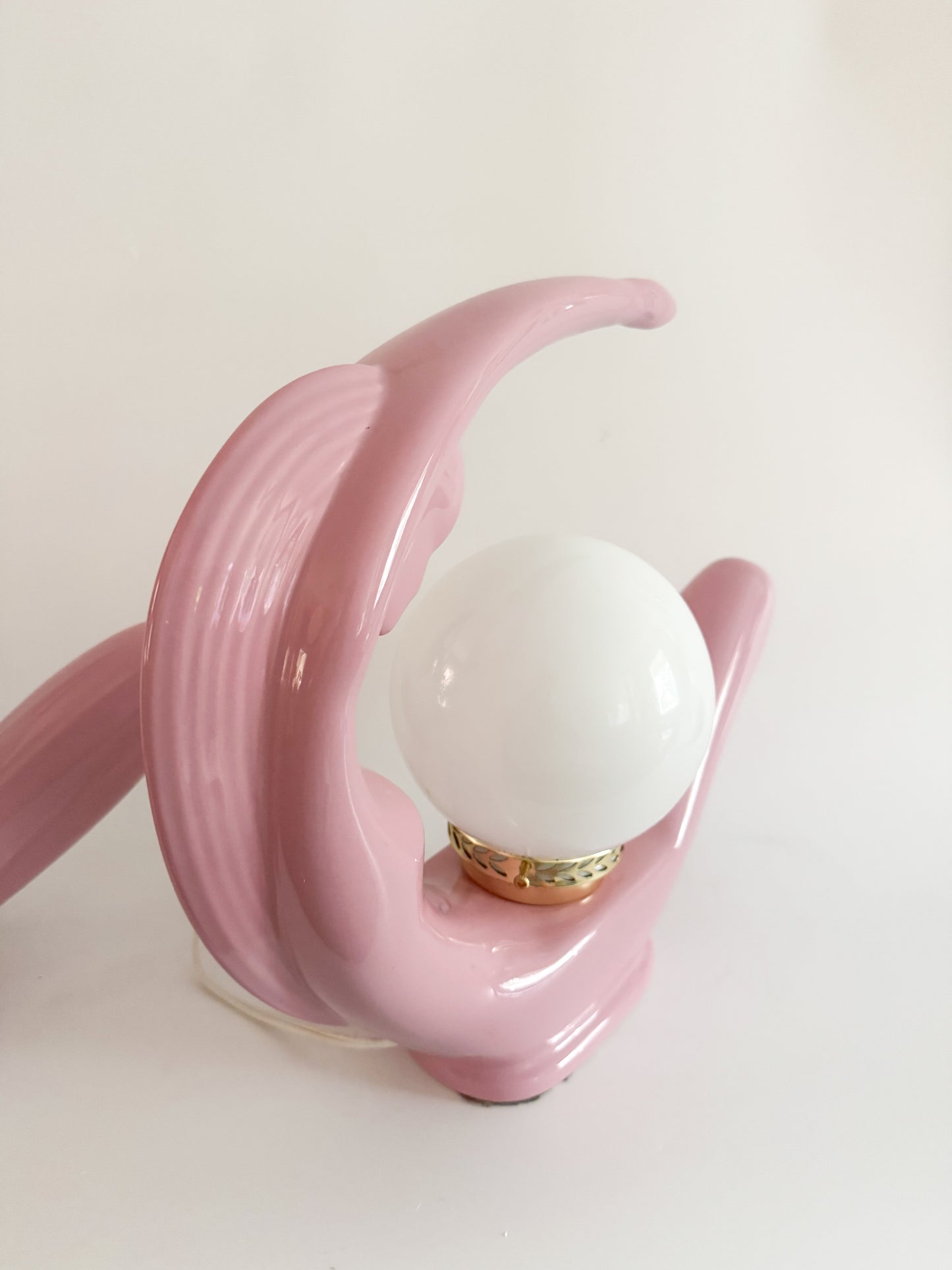 Art Deco Lady Lamps – Pink Ceramic Pair – 1980s Sculptural Lighting