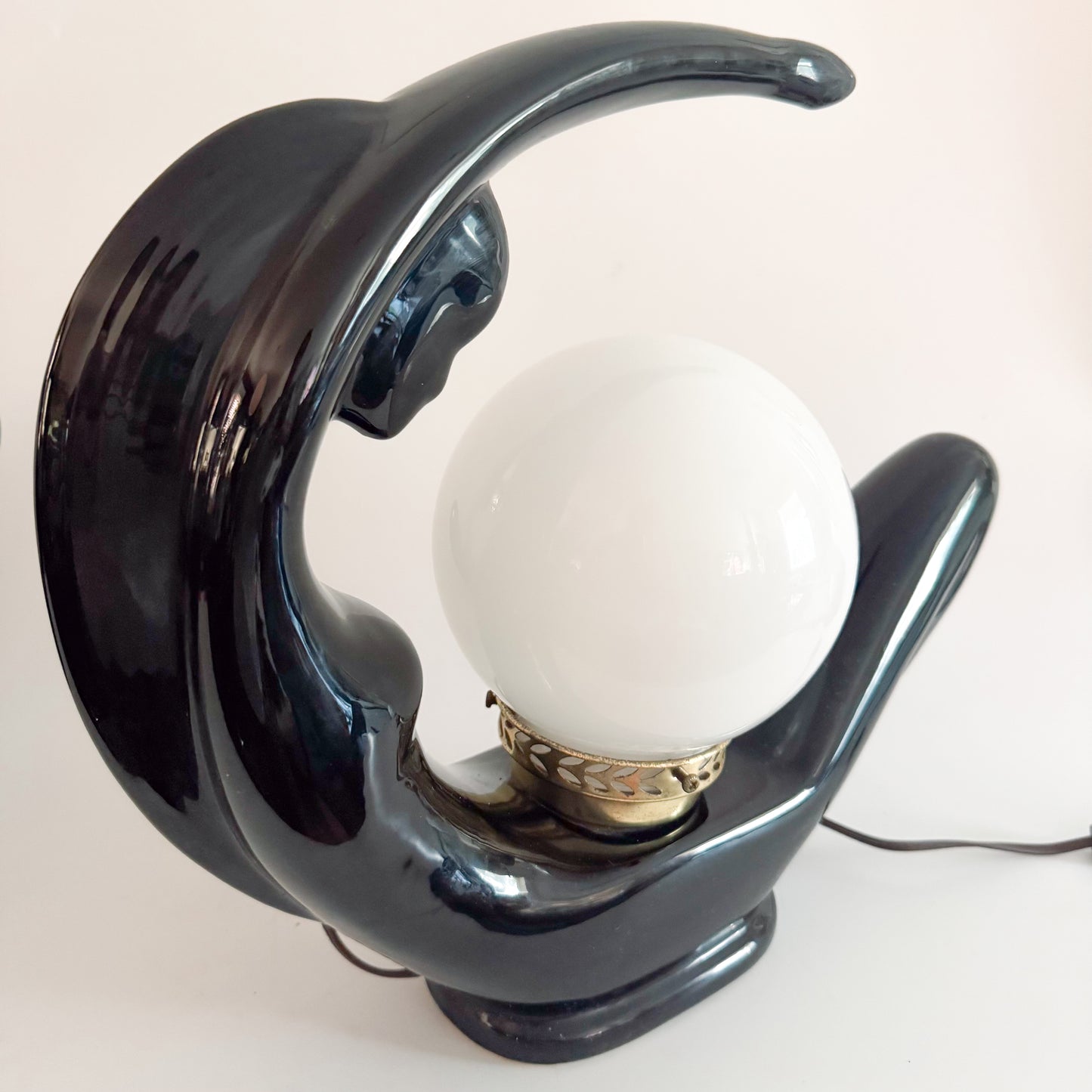 Art Deco Moon Lady Lamps 80s  – Black x2