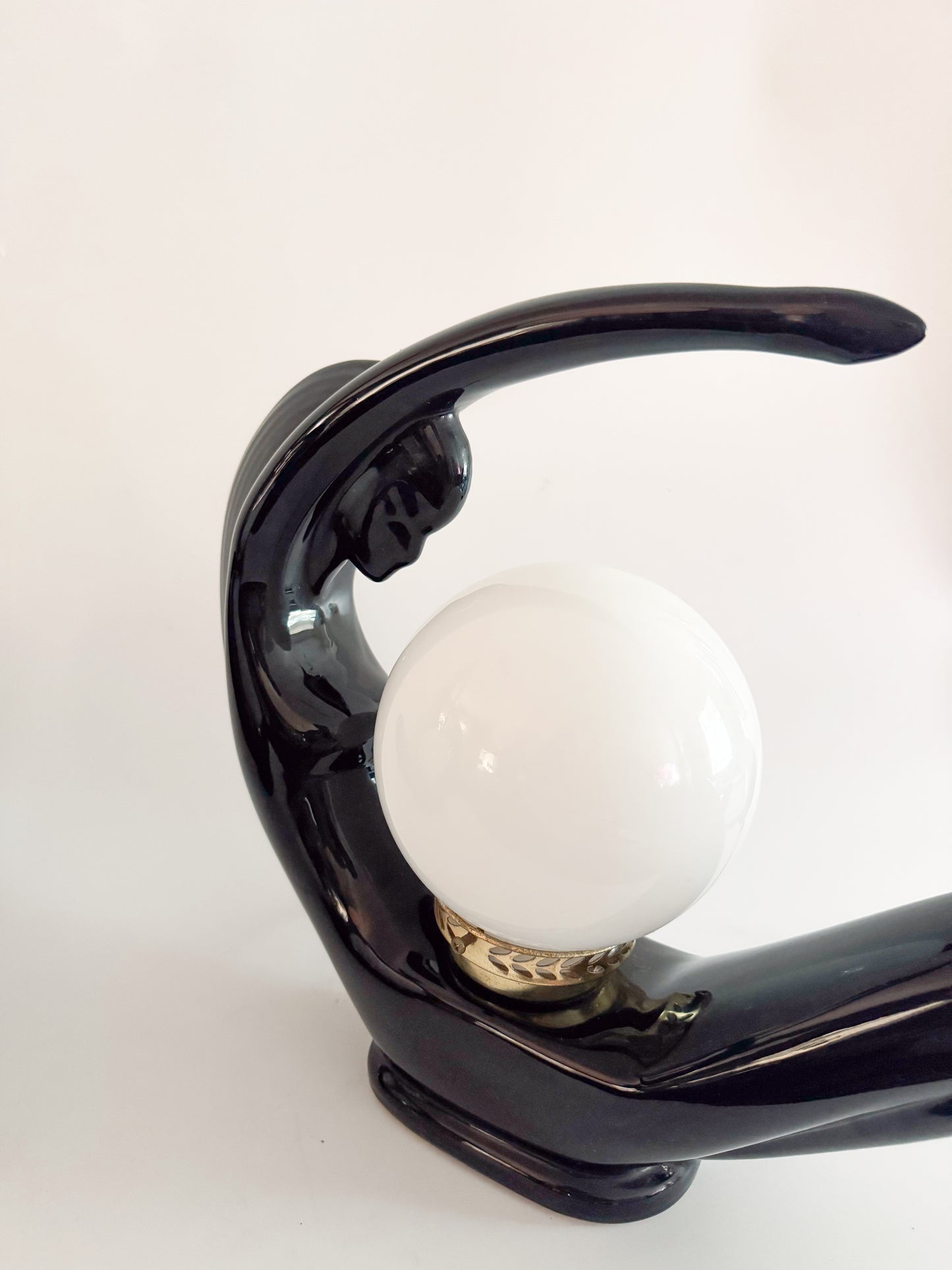 Art Deco Moon Lady Lamps 80s  – Black x2