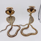 Pair of Vintage Brass Cobra Snake Candle Holders – Hand-Etched Revival Style