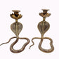 Pair of Vintage Brass Cobra Snake Candle Holders – Hand-Etched Revival Style