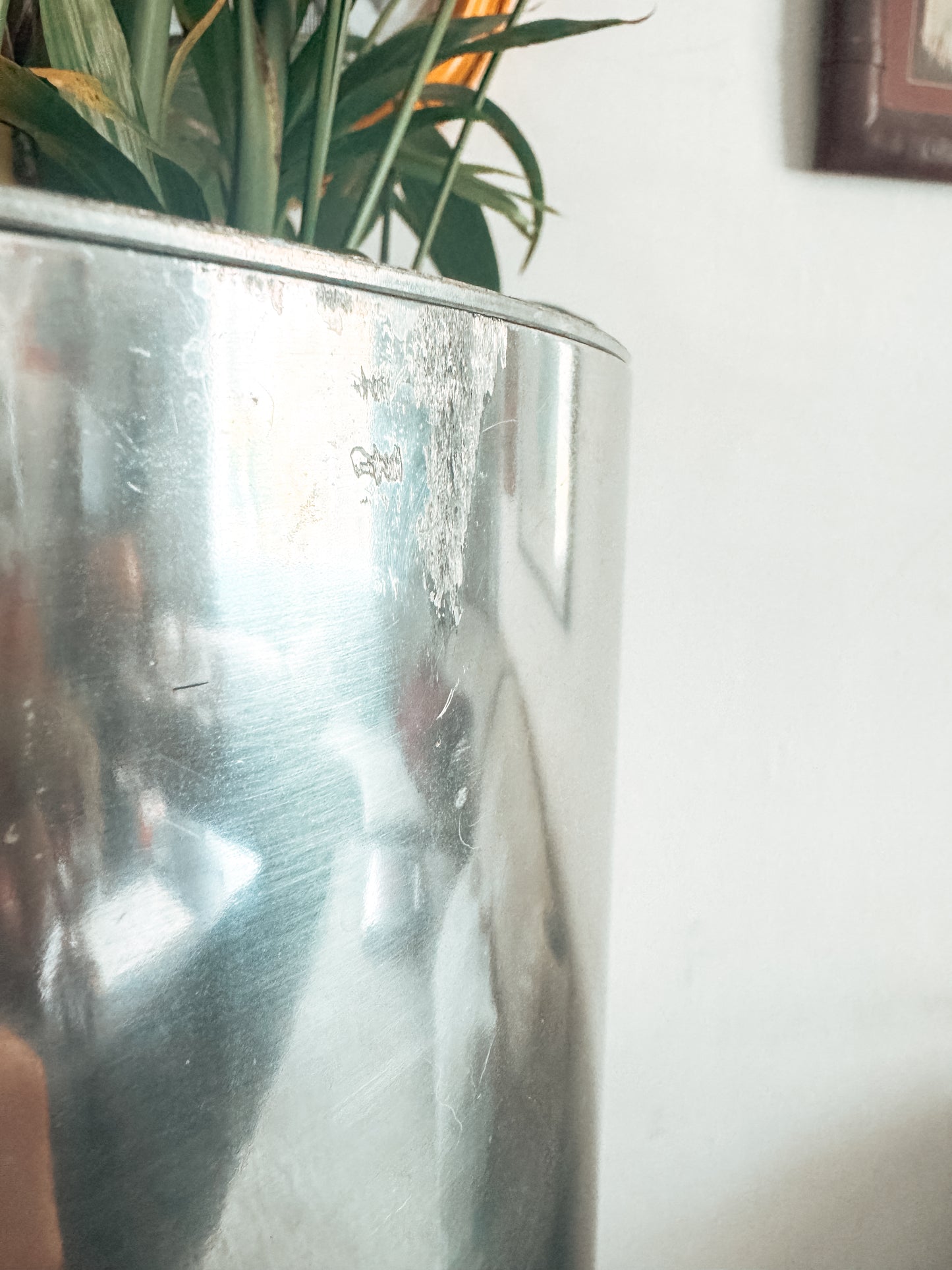 Vintage Heavy Chrome Planter with Insert – Statement Piece