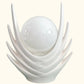 Italian Sculptural White Ceramic Cactus Table Lamp with Opaline Bulb, 1970s