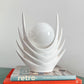 Italian Sculptural White Ceramic Cactus Table Lamp with Opaline Bulb, 1970s