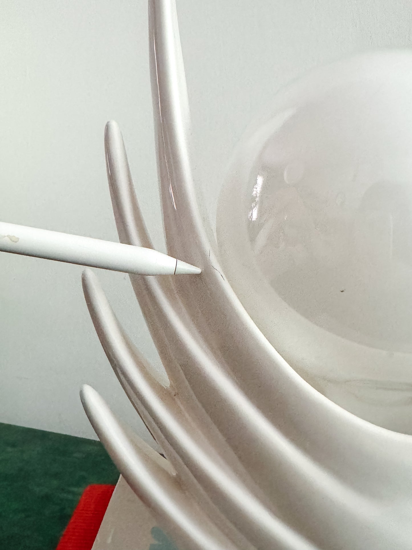 Italian Sculptural White Ceramic Cactus Table Lamp with Opaline Bulb, 1970s