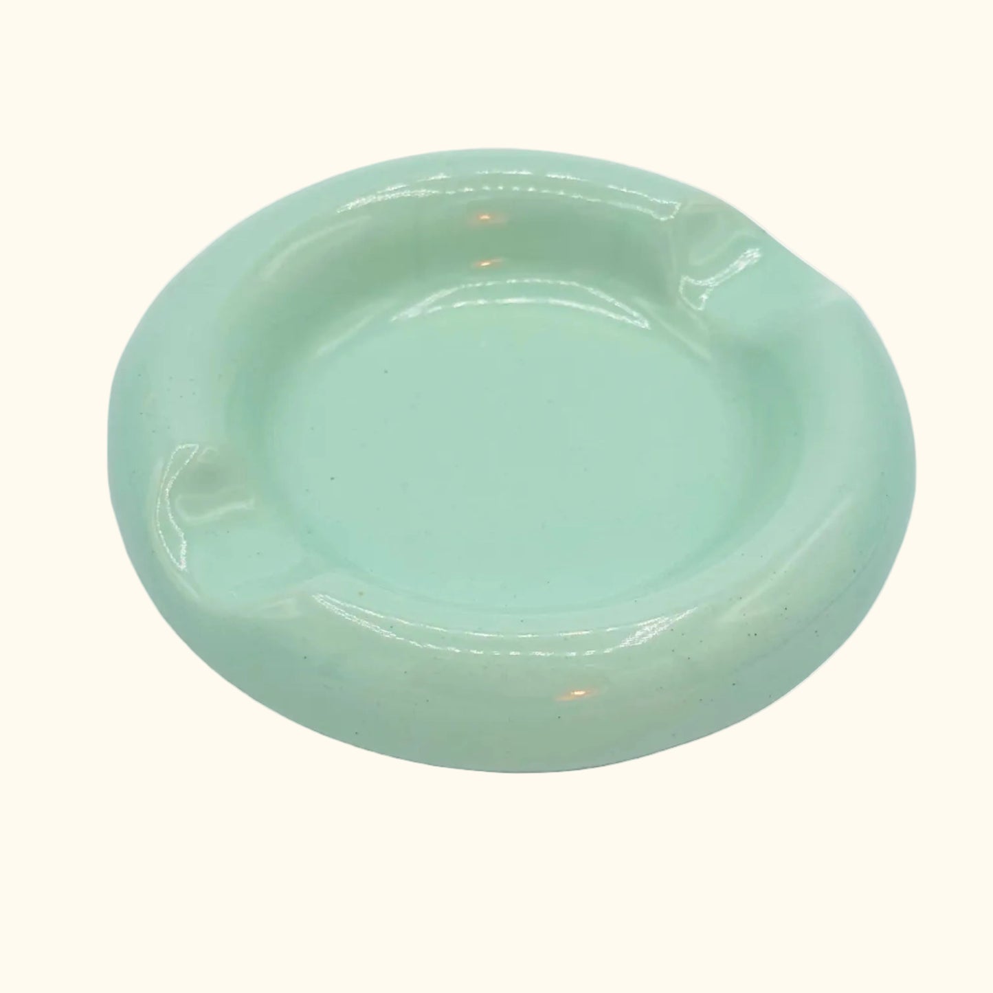 Vintage Pastel Green Ceramic Ashtray, Postmodern Design, Circa 1980