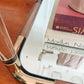 1970s Hollywood Regency Lucite & Brass Bar Cart with Glass and Mirrored Shelves