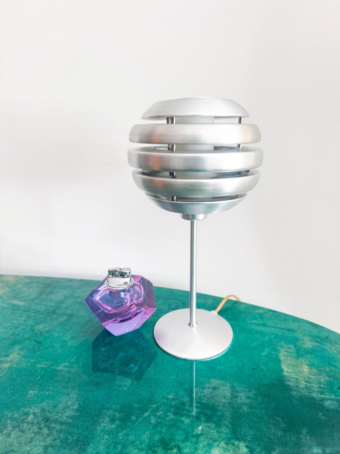 Eglo ‘Mercur’ Brushed-Aluminium Ring Lamp, Austrian Space-Age 1960s Table Light