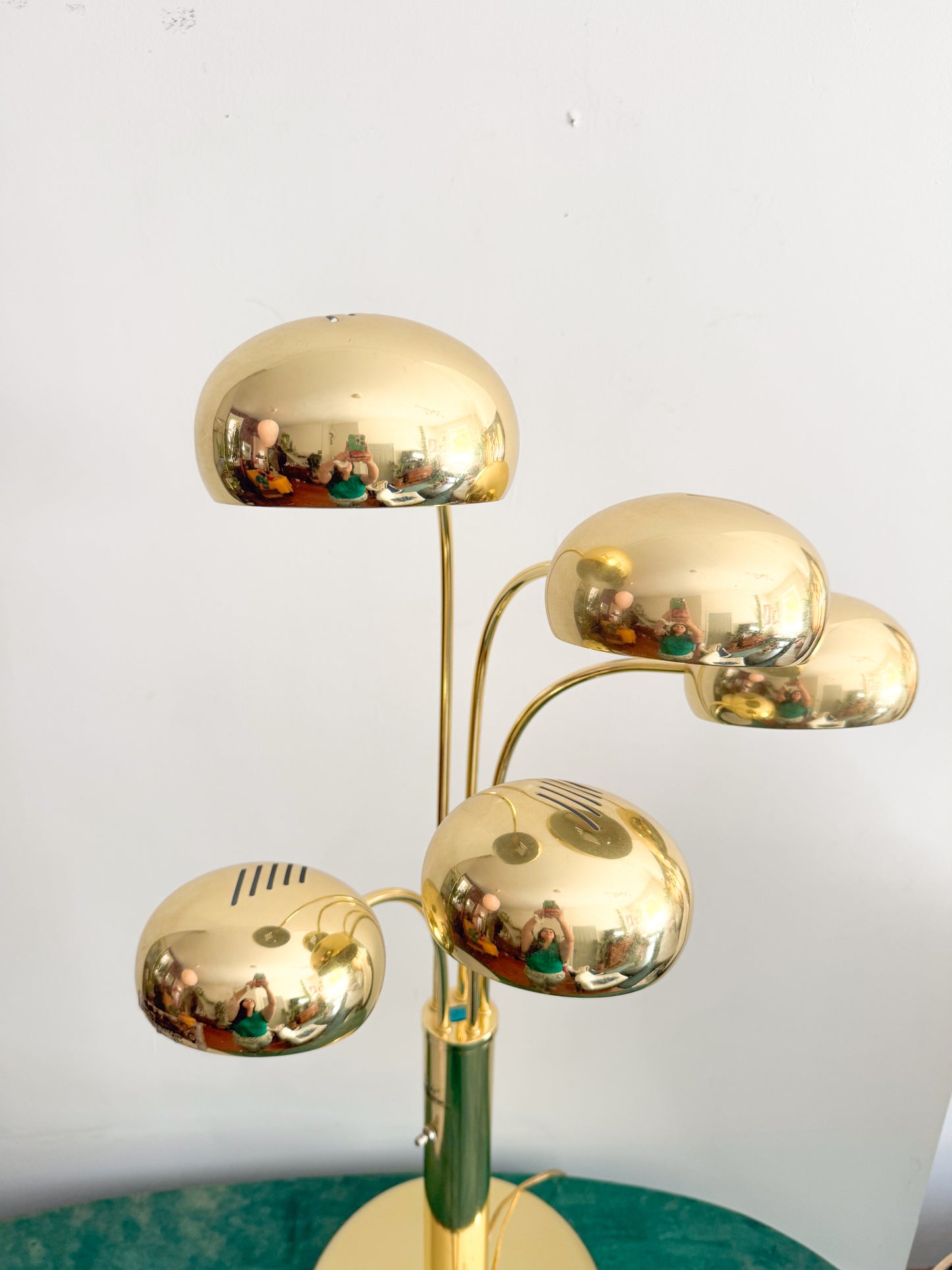 Vintage 70s Brass Waterfall Lamp Mid century — Heavy , 5 light bulbs