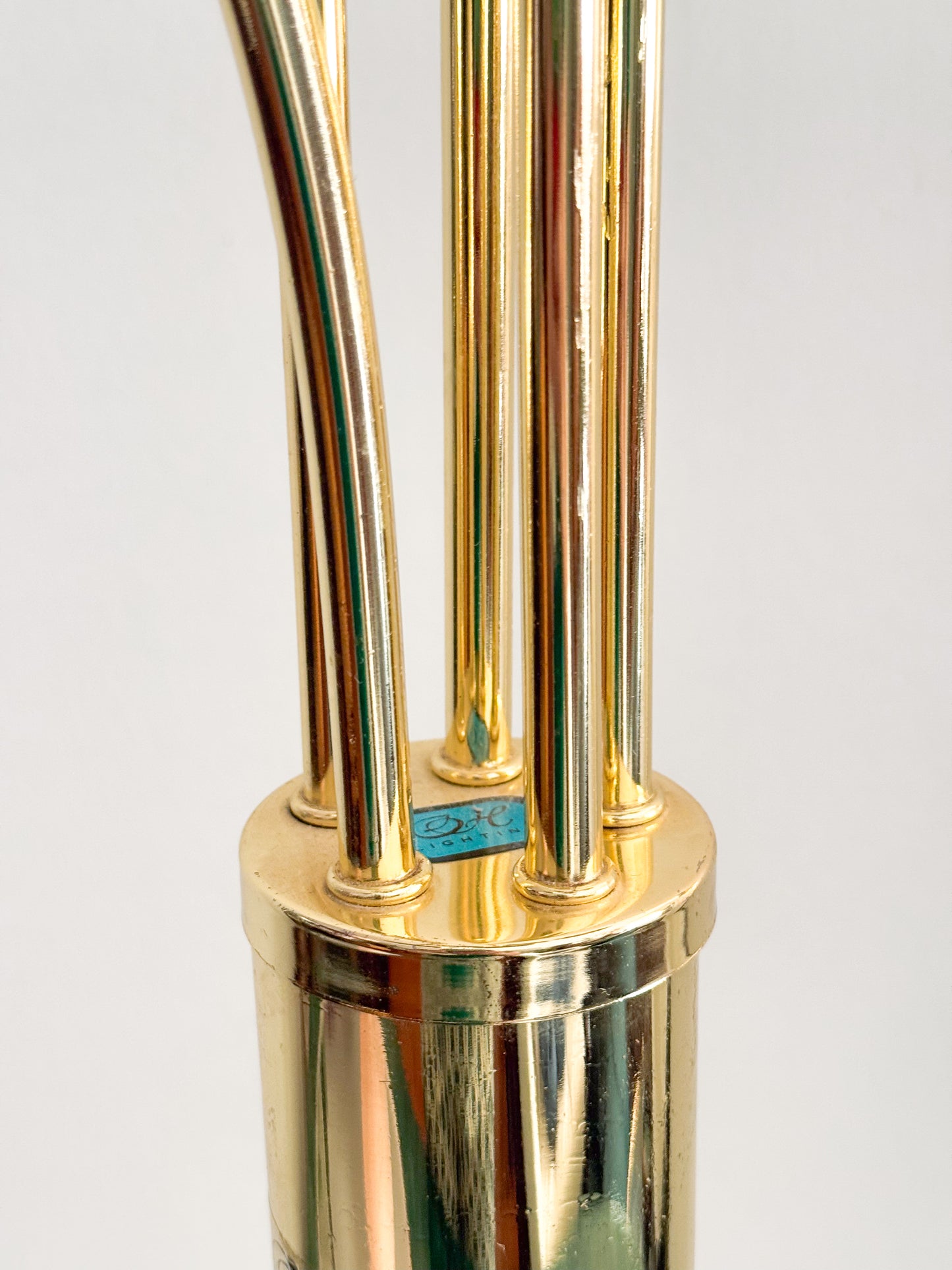 Vintage 70s Brass Waterfall Lamp Mid century — Heavy , 5 light bulbs