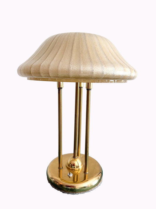 Vintage 1970's Mushroom Brass Lamp Plastic