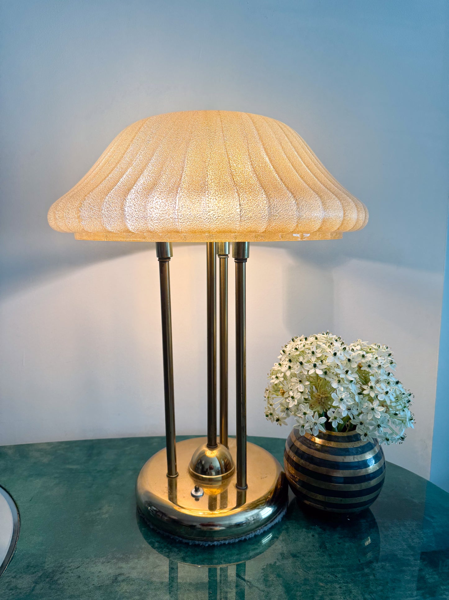 Vintage 1970's Mushroom Brass Lamp Plastic