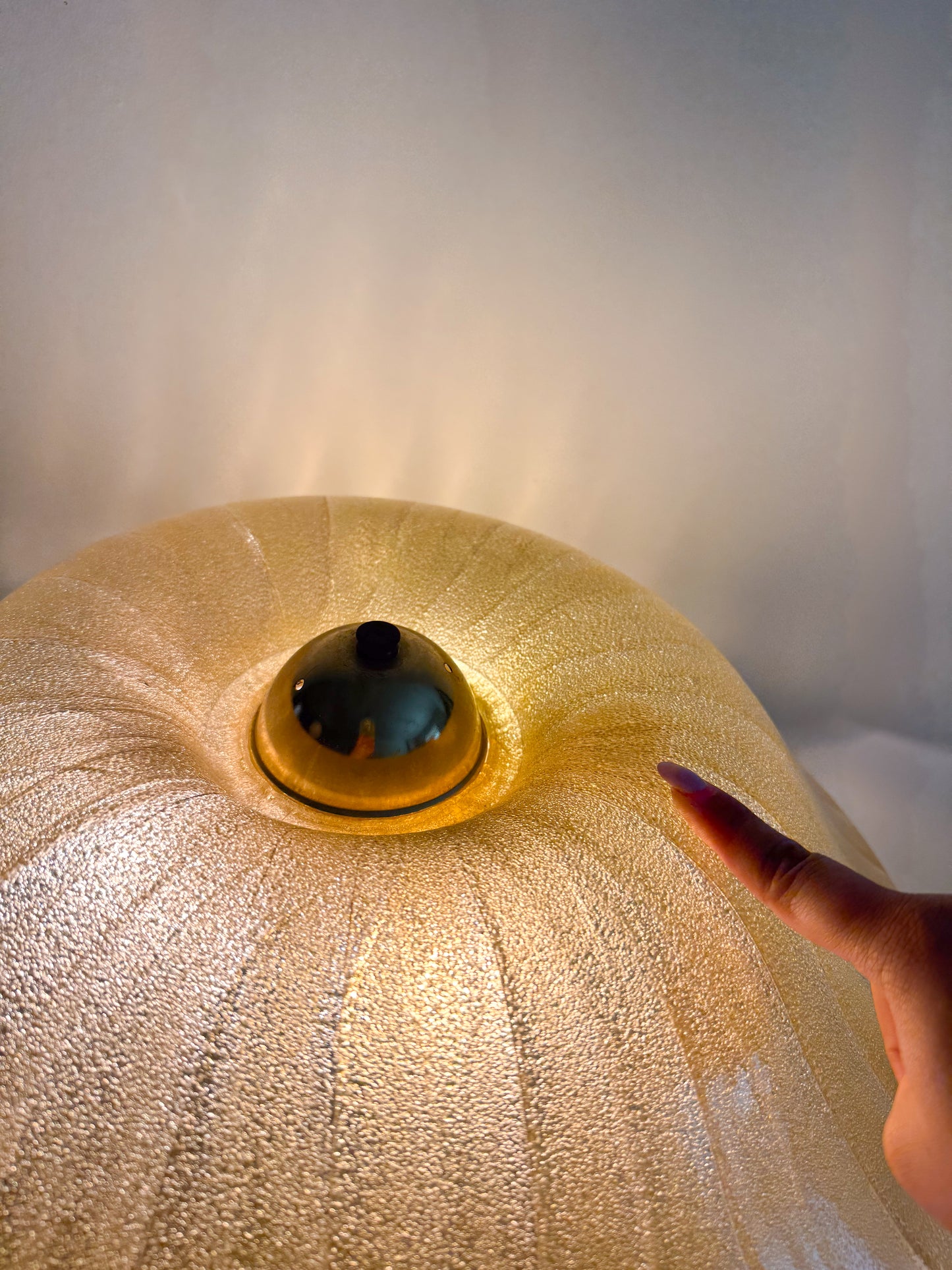 Vintage 1970's Mushroom Brass Lamp Plastic