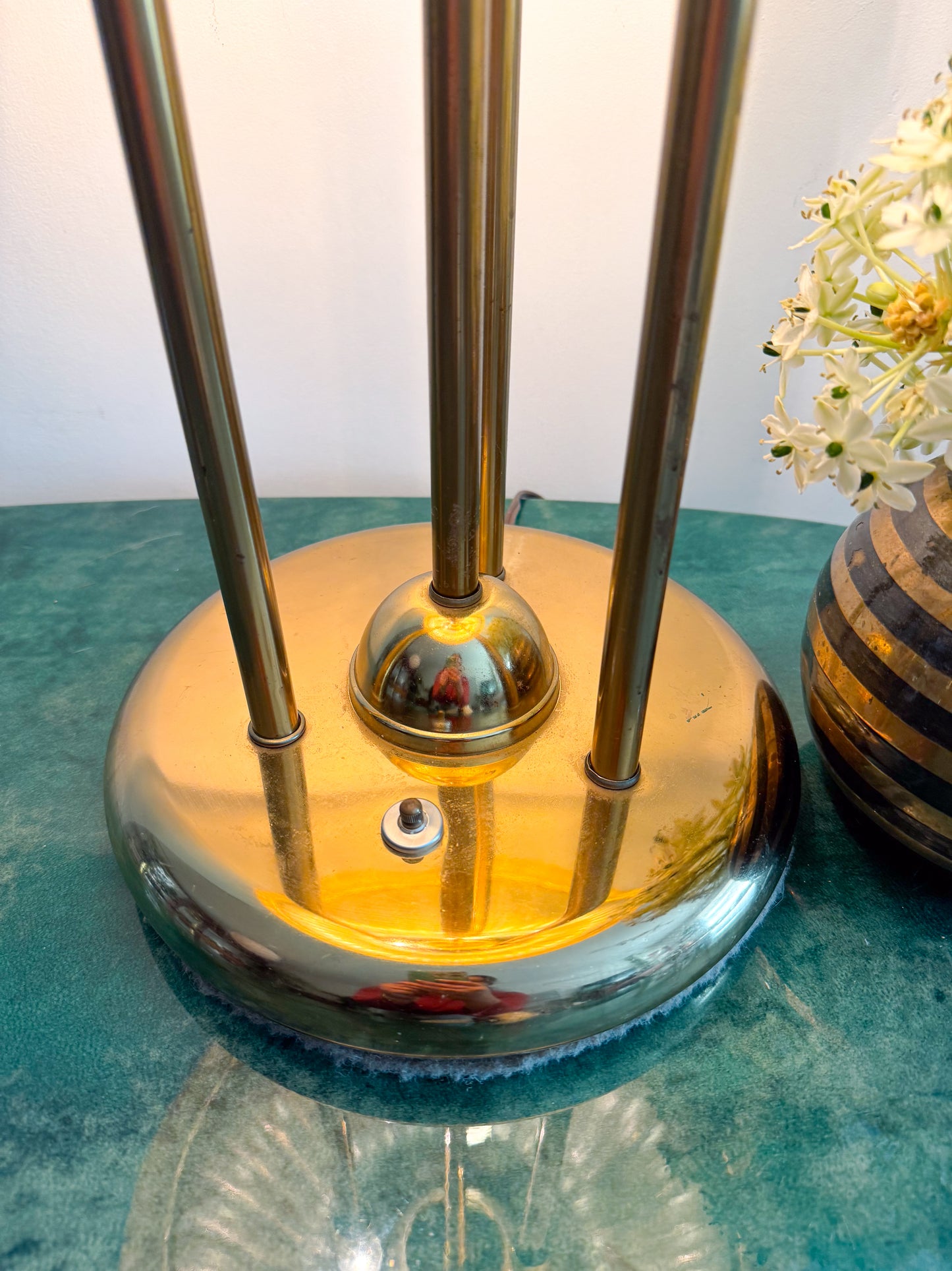 Vintage 1970's Mushroom Brass Lamp Plastic