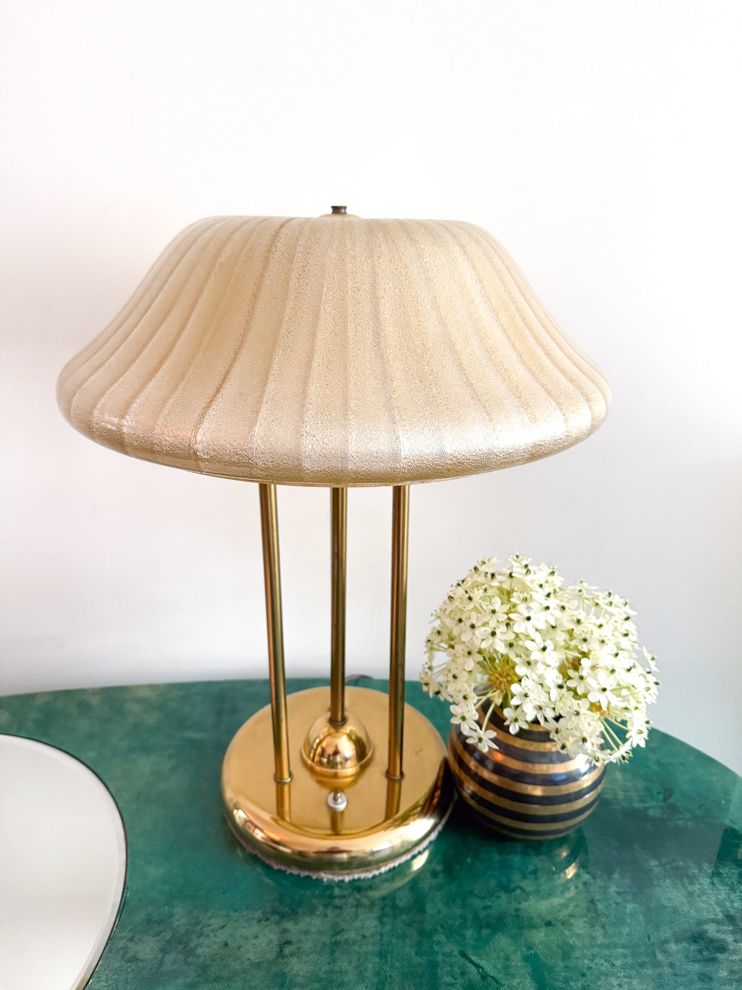 Vintage 1970's Mushroom Brass Lamp Plastic