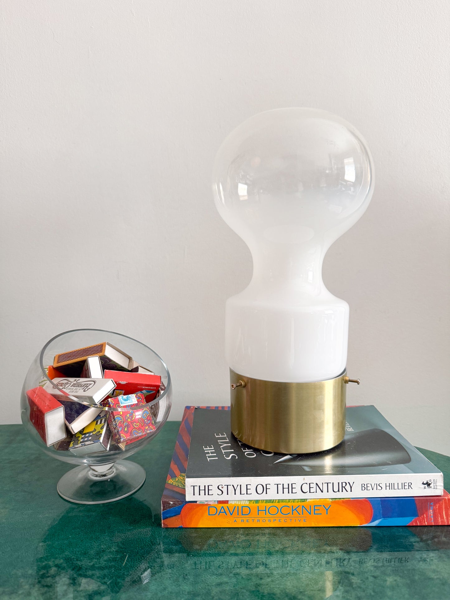 1970s RAAK Amsterdam Ombre Glass Table Lamp with Brushed Gold Base