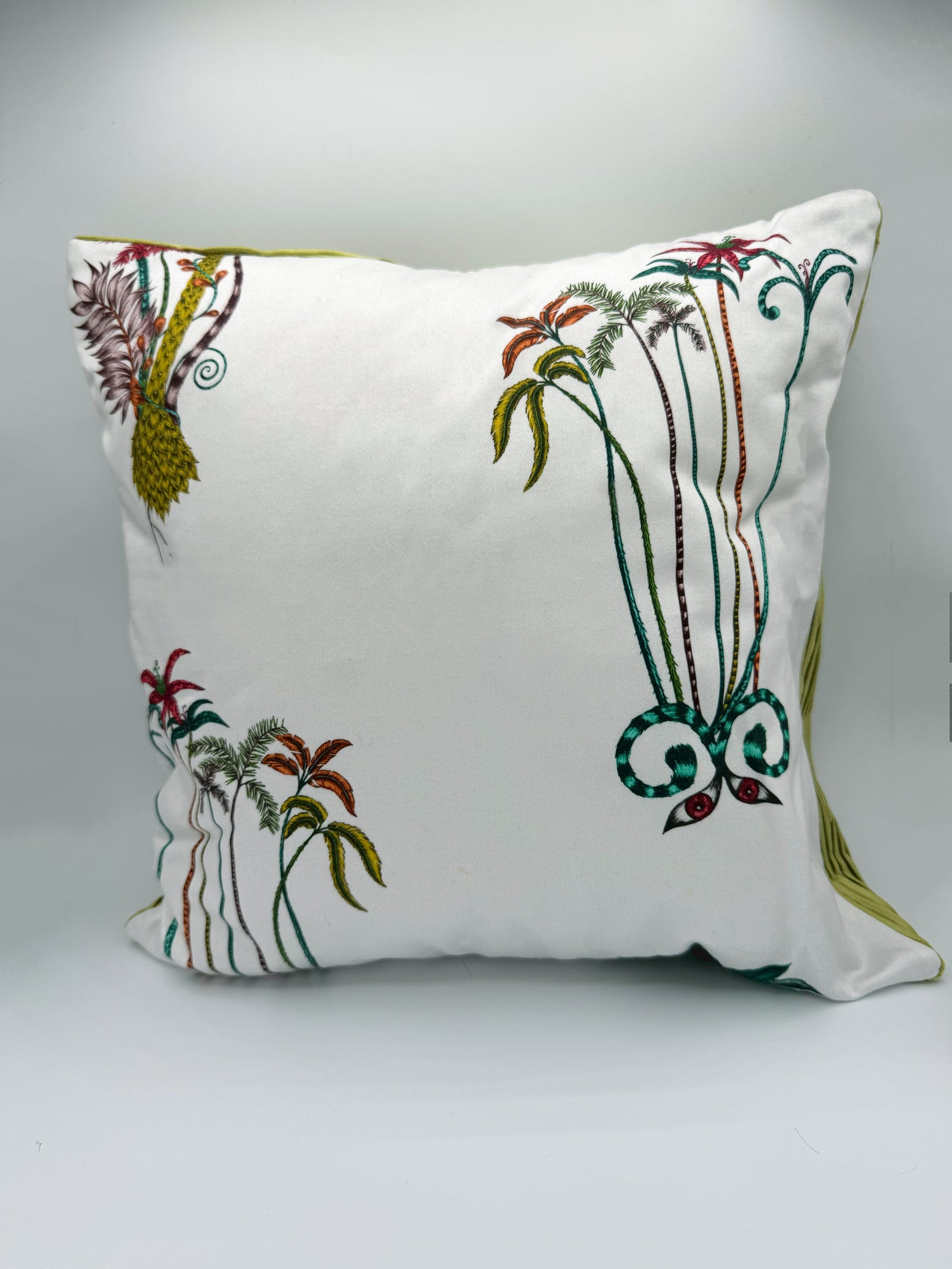 Palm Trees & Olive Green Velvet Pillow