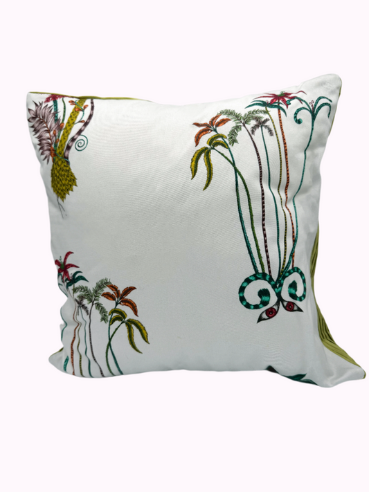 Palm Trees & Olive Green Velvet Pillow