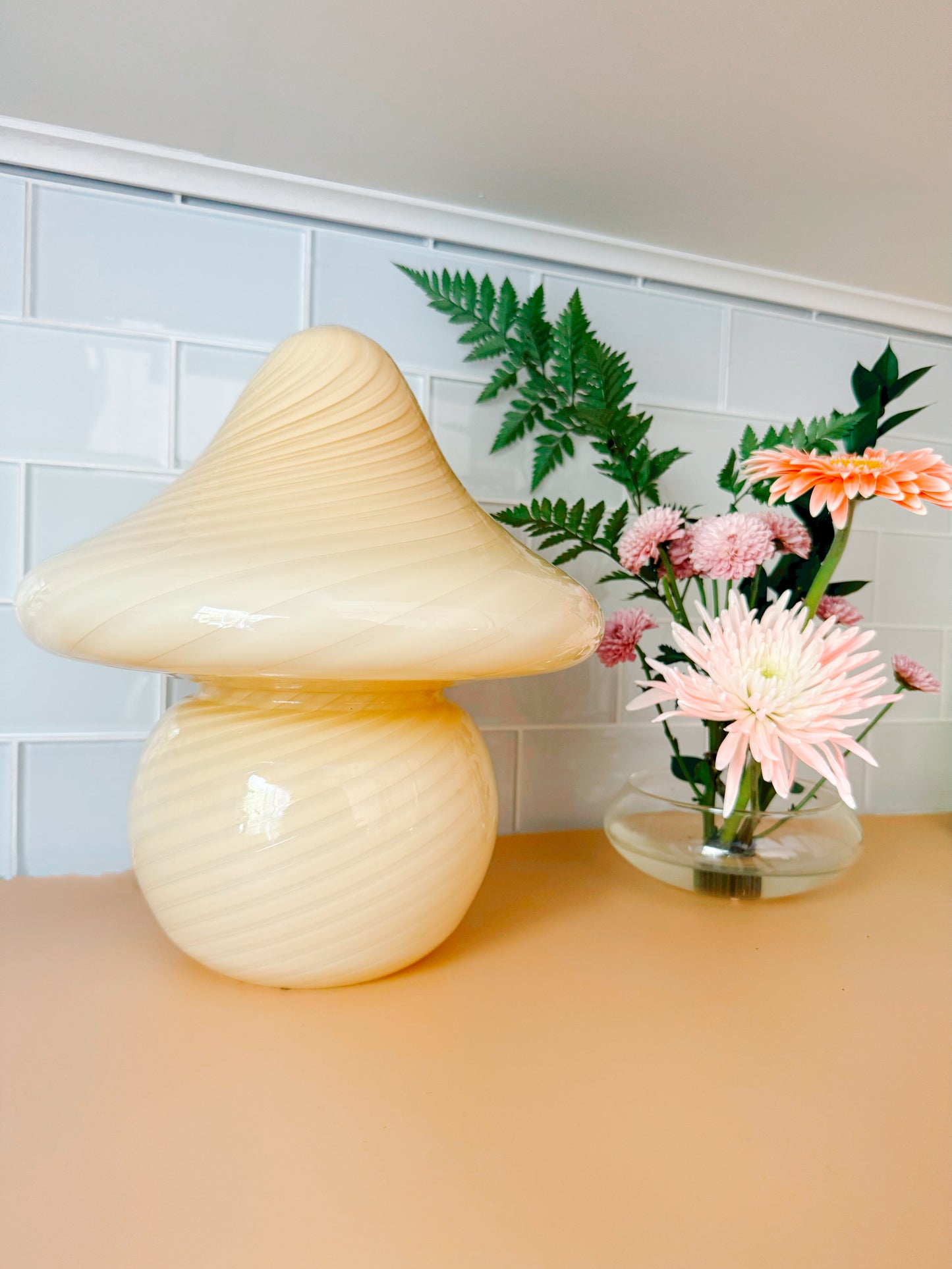 Vintage Yellow Murano Mushroom Lamp