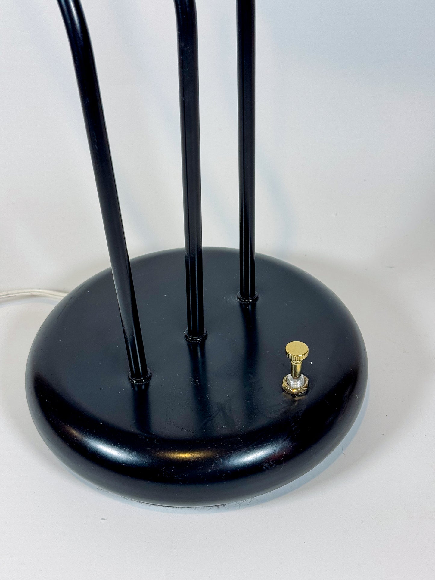1980s Postmodern Black and Gold Sculptural Table Lamp with 3-Light Settings