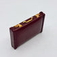 Mini Briefcase Business Card Holder Burgundy Faux-Croc — NOS with Mirror 1990s