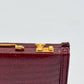 Mini Briefcase Business Card Holder Burgundy Faux-Croc — NOS with Mirror 1990s