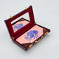 Mini Briefcase Business Card Holder Burgundy Faux-Croc — NOS with Mirror 1990s