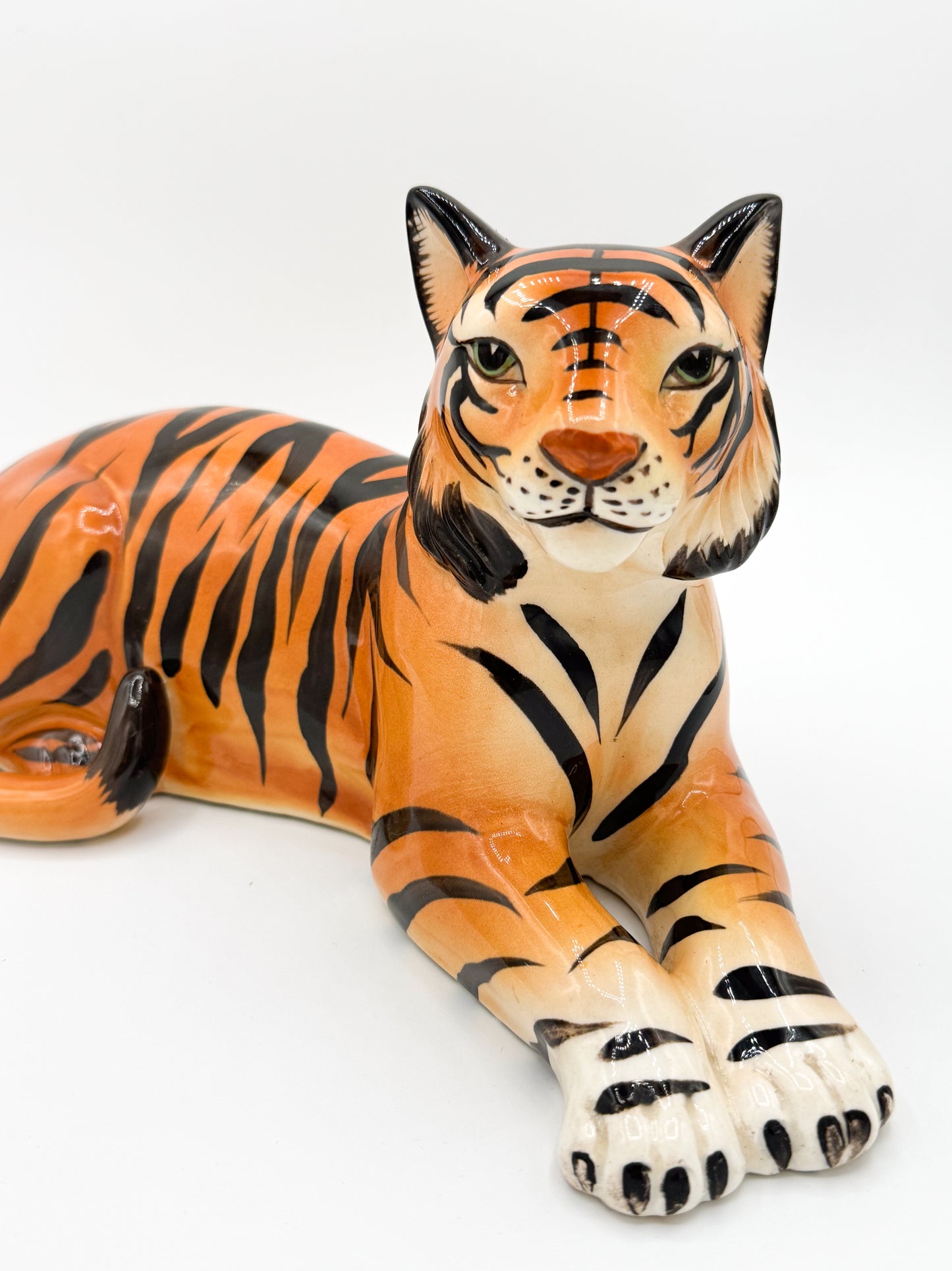 Vintage Hand Painted Tiger Sculpture