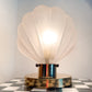 Rare Shell 1980s Glass and Brass Art Deco Table Lamp – Dimmable