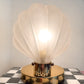 Rare Shell 1980s Glass and Brass Art Deco Table Lamp – Dimmable
