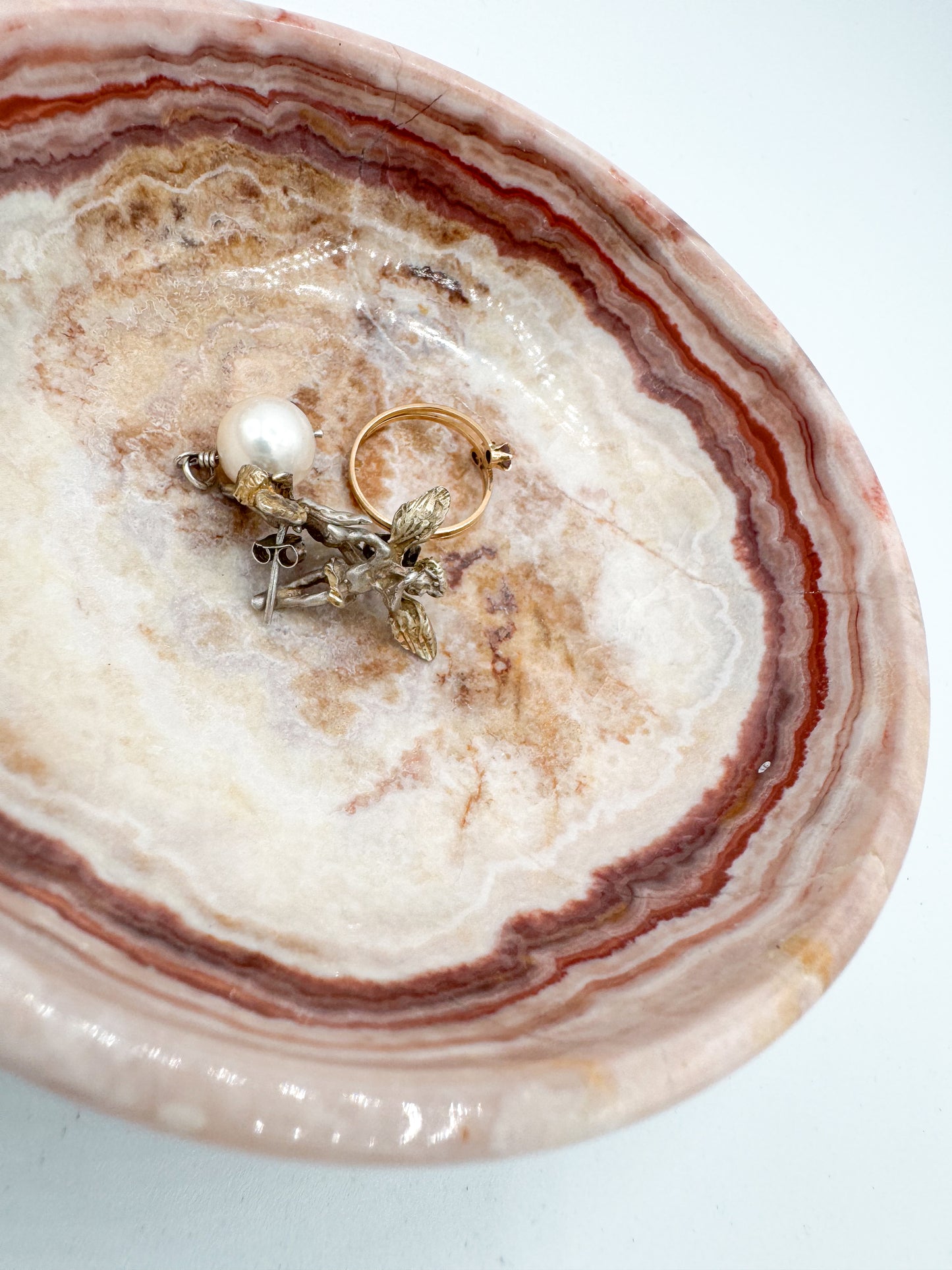 Red Multicolour Marble Bowl