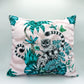 Lemur Jungle White & Green Velvet Pillow