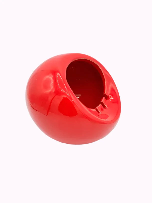 Large Red Ceramic Orb Sphere Ashtray