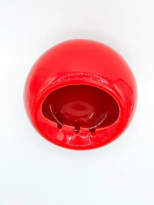 Large Red Ceramic Orb Sphere Ashtray