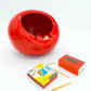 Large Red Ceramic Orb Sphere Ashtray