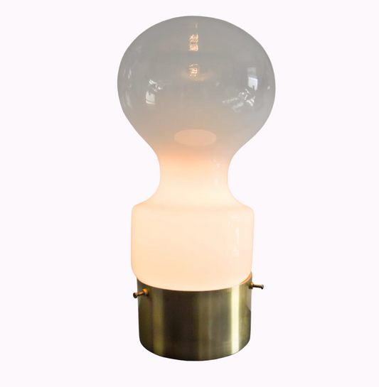 1970s RAAK Amsterdam Ombre Glass Table Lamp with Brushed Gold Base
