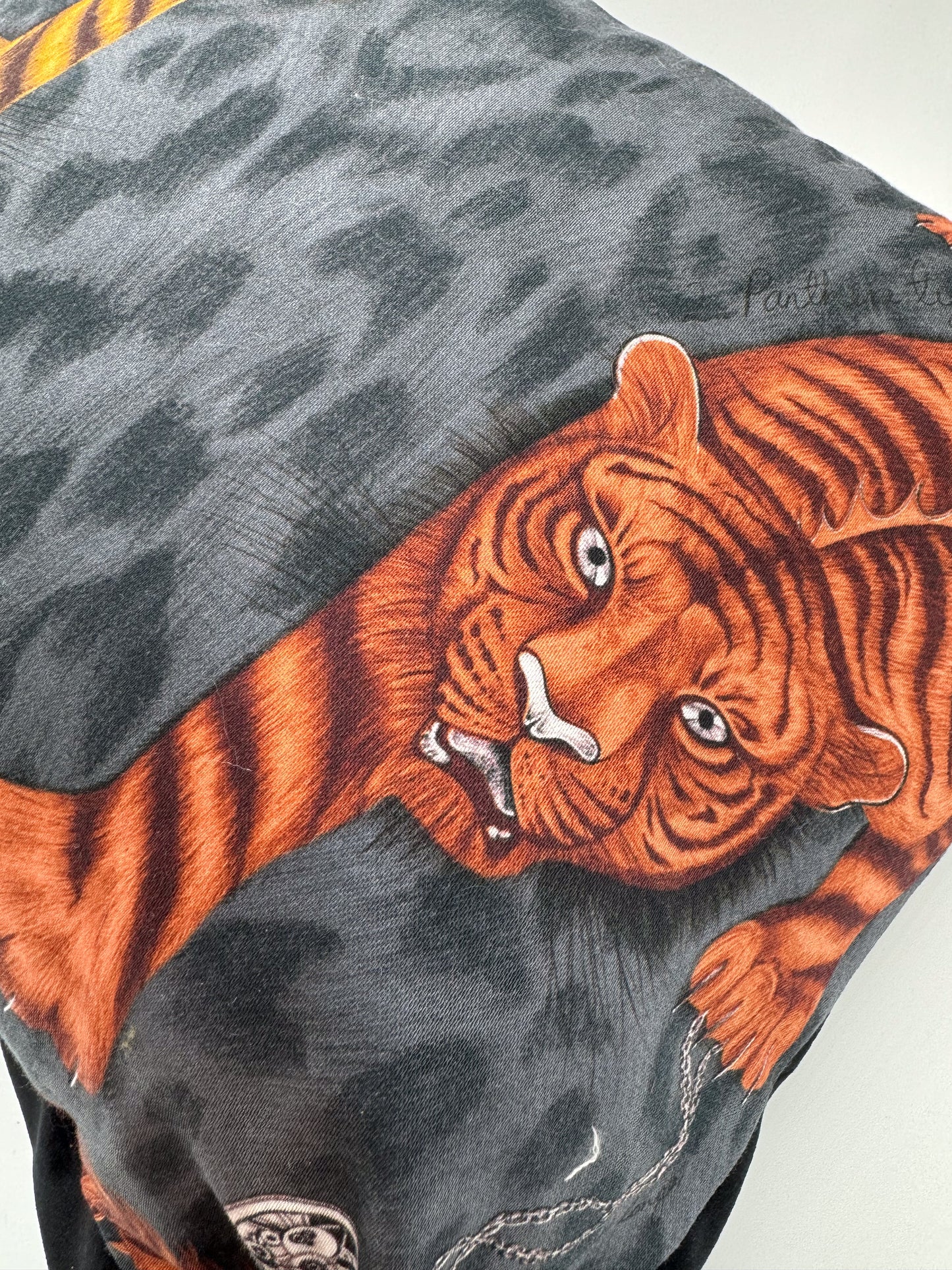 Tiger Animal Print & Black Velvet Pillow