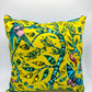 Tropical Yellow Foliage & Blue Velvet Pillow