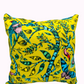 Tropical Yellow Foliage & Blue Velvet Pillow