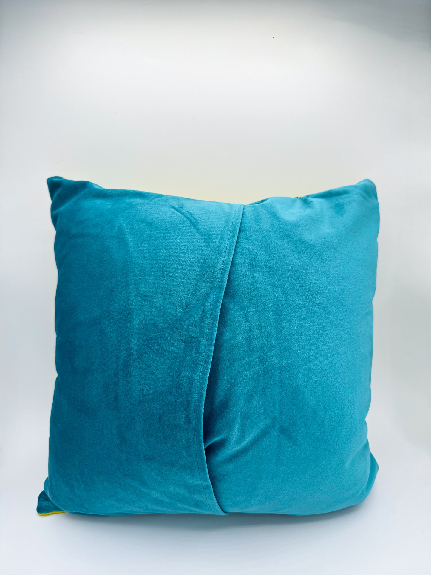 Tropical Yellow Foliage & Blue Velvet Pillow