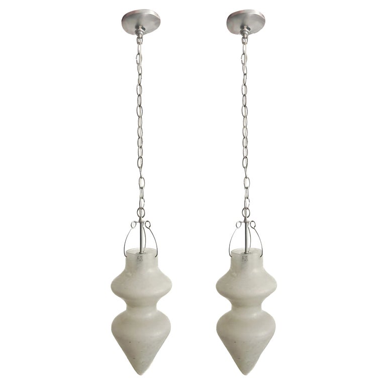 2 Murano Scavo Glass Double Gourd Pendant Fixture by Vetri Soffiati, Italy - Just Glasses