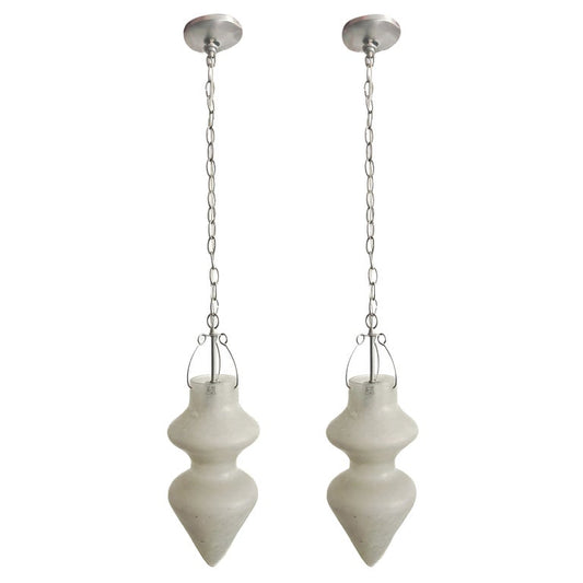 2 Murano Scavo Glass Double Gourd Pendant Fixture by Vetri Soffiati, Italy - Just Glasses
