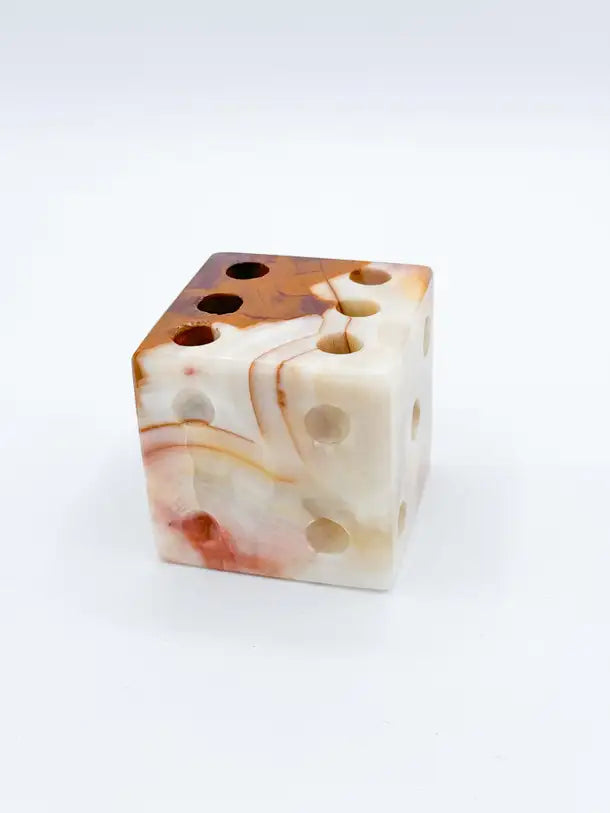 Green-Red Onyx Dice Pen Holder