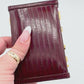 Mini Briefcase Business Card Holder Burgundy Faux-Croc — NOS with Mirror 1990s